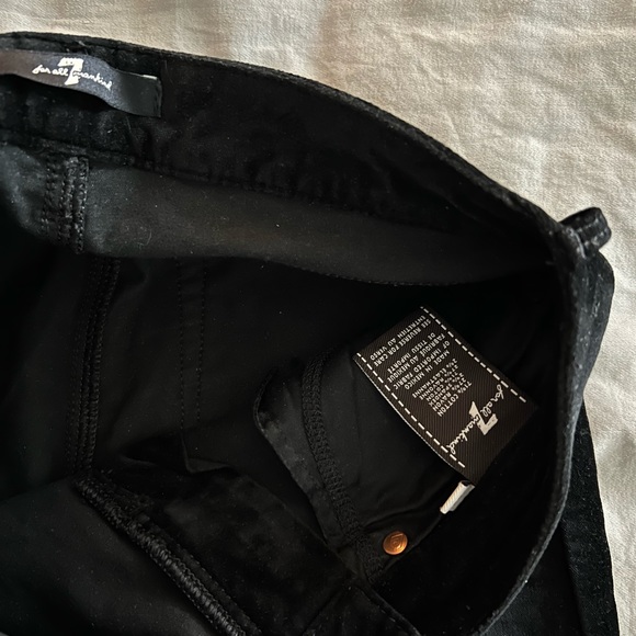 Designer 7 For all man kind black velvet low rise flared wide leg jean pants - Picture 4 of 5